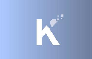 k wit blauw alfabet letterpictogram logo voor bedrijf en bedrijf met pastel kleur ontwerp vector