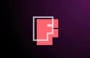 roze zwart geometrische f lijn alfabet logo letterpictogram voor bedrijf. eenvoudig lijnontwerp voor bedrijven en bedrijven vector