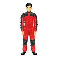 rood overall renner icoon tekenfilm vector. werk kostuum figuur vector