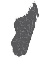 Madagascar kaart. kaart van Madagascar in administratief provincies in grijs kleur vector