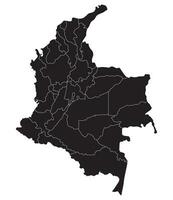 Colombia kaart. kaart van Colombia in administratief provincies in zwart kleur vector