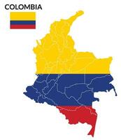 Colombia kaart. kaart van Colombia met Colombia vlag vector