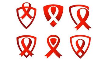 aids rood lint met schildontwerp, symbool van aidsbescherming vector