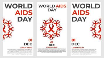 wereld aids dag verzameling sociale media verhalen vector