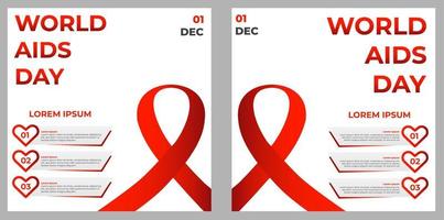 set van wereld aids dag social media post. vector