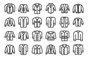 Cardigan pictogrammen reeks schets vector. trui gebreide kleding mode vector