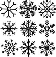 sneeuwvlokken besnoeiing uit vector set, zwart Aan wit achtergrond sneeuwvlok vormen