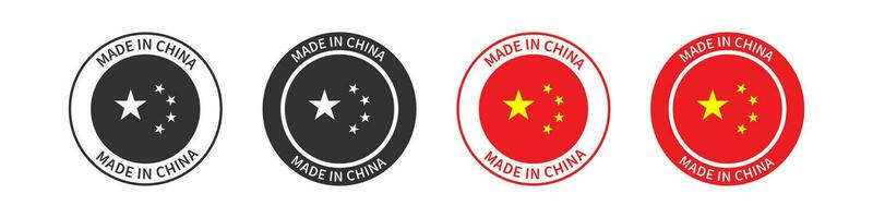 gemaakt in China icoon. vervaardigd Product tekens. nationaal insigne symbool. kwaliteit symbolen. bedrijf sticker pictogrammen. premie kwaliteit. vector geïsoleerd teken.