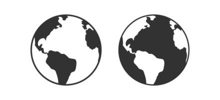 wereldbol icoon. aarde tekens. wereld symbool. planeet symbolen. globaal gebied pictogrammen. zwart kleur. vector geïsoleerd teken.
