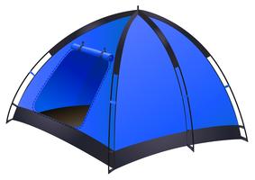 Blauwe camping tent op wit vector