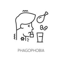 menselijk fagofobie fobie, mentaal Gezondheid icoon vector