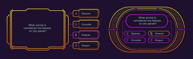 quiz spel sjabloon, wedstrijd vraag antwoord optie vector