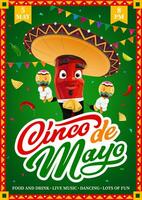 Mexicaans cinco de mayo folder met Chili karakter vector