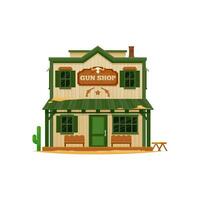 western wild west stad- cowboy geweer winkel gebouw vector