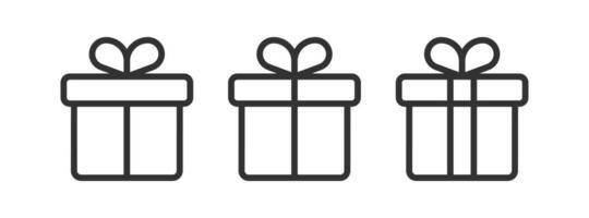 geschenk icoon. doos Cadeau tekens. Kerstmis verrassing symbool. geschenk doos symbolen. pakket voor verjaardag pictogrammen. zwart kleur. vector geïsoleerd teken.