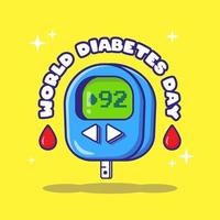 schattig plat ontwerp wereld diabetes dag met glucosemeter pro vector