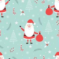 naadloze patroon kerst achtergrond heeft de kerstman met geschenken en kerstboom hand getekende ontwerp in cartoon stijl, gebruik voor print, viering behang, stof, textiel. vector illustratie