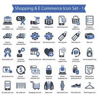 winkelen en e-commerce pictogrammenset vector