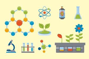 biotechnologie negen pictogrammen vector