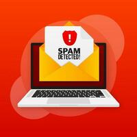 rood spam gedetecteerd icoon. phishing scam. hacken concept. cyber veiligheid concept. alarm bericht vector