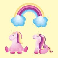 eenhoorns en regenboog vector