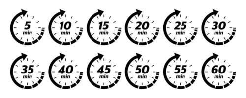 10, 15, 20, 25, 30, 35, 40, 45, 50 min, Super goed ontwerp voor ieder doeleinden. vector logo