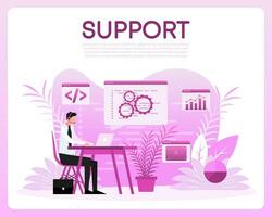ondersteuning mensen. telefoontje centrum, online klant steun. vector