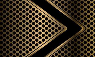 abstracte zwarte pijl richting geometrische op gouden cirkel mesh ontwerp moderne luxe technologie futuristische achtergrond vector