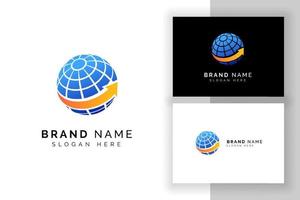 3D digitale wereldbol logo ontwerp. wereldbol vector pictogram symbool ontwerpen met pijl vorm illustratie