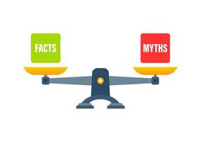 mythen vs feiten schubben, Weegschaal icoon. kommen van balans in evenwicht. vector