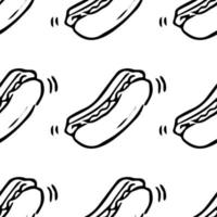 naadloos vectorpatroon met hotdogs. doodle vector met hotdogs pictogrammen op witte achtergrond.