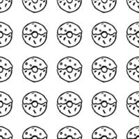 naadloos patroon met donuts. doodle vector met donuts pictogrammen op witte achtergrond.