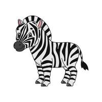 zebra. schattige platte vectorillustratie in kinderachtige cartoonstijl. grappig karakter. geïsoleerd op een witte achtergrond. vector