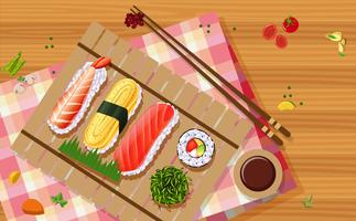 Luchtfoto van sushi vector
