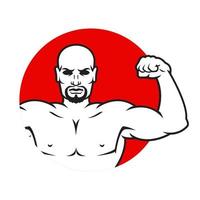 bodybuilder sterke man. omtrek silhouet. ontwerpelement. vectorillustratie geïsoleerd op een witte achtergrond. sjabloon voor boeken, stickers, posters, kaarten, kleding. vector