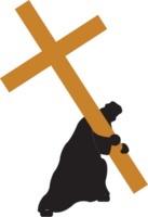 Jezus die het kruis draagt vector
