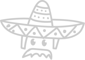 sombrero met snor schets vector