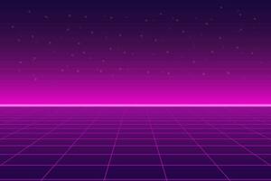 helder retro roze Purper achtergrond futuristische landschap Jaren 80 stijl vector