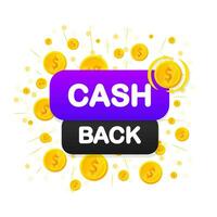 cashback concept logo. contant geld terug groen banier Aan wit achtergrond. vector