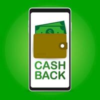 cashback concept logo. contant geld terug banier Aan wit achtergrond vector