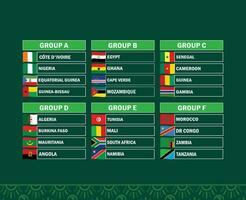 Afrikaanse landen vlaggen 2023 groepen teams landen Afrikaanse Amerikaans voetbal symbool logo ontwerp vector illustratie