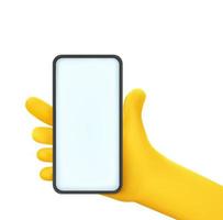 hand met moderne smartphone met leeg scherm. komische stijl vectorillustratie vector