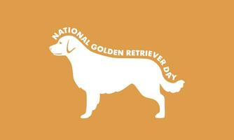 nationaal gouden retriever dag spandoek. tekst en schets van een hond Aan een gouden achtergrond. vector illustratie