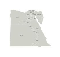 vector geïsoleerd illustratie van vereenvoudigd administratief kaart van Egypte. borders en namen van de provincies, Regio's. grijs silhouetten. wit schets.