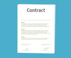 papier contract document of ondertekend wettelijk overeenkomst vector