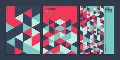 platte retro geometrische omslagontwerpset vector