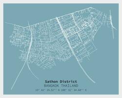 straat kaart van sathon wijk bangkok, thailand vector