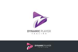 dynamische speler 3d creatieve paarse kleur technologisch logo vector