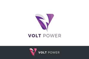 letter v creatieve 3d paarse kleur volt power technologische logo vector