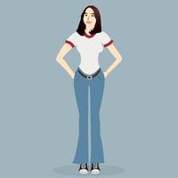 mooie jonge vrouw met coole trendy mode vectorillustratie vector